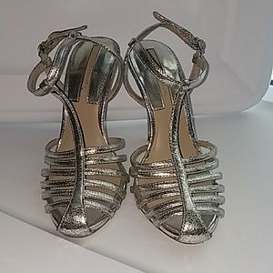 ZARA silver strappy high heels sandal sz 36/6
